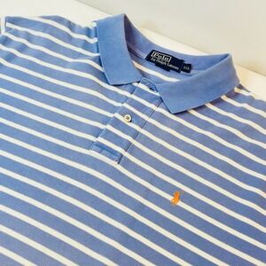Polo Ralph Lauren Men's XXL Striped Polo Shirt Blue White Short Sleeve Logo